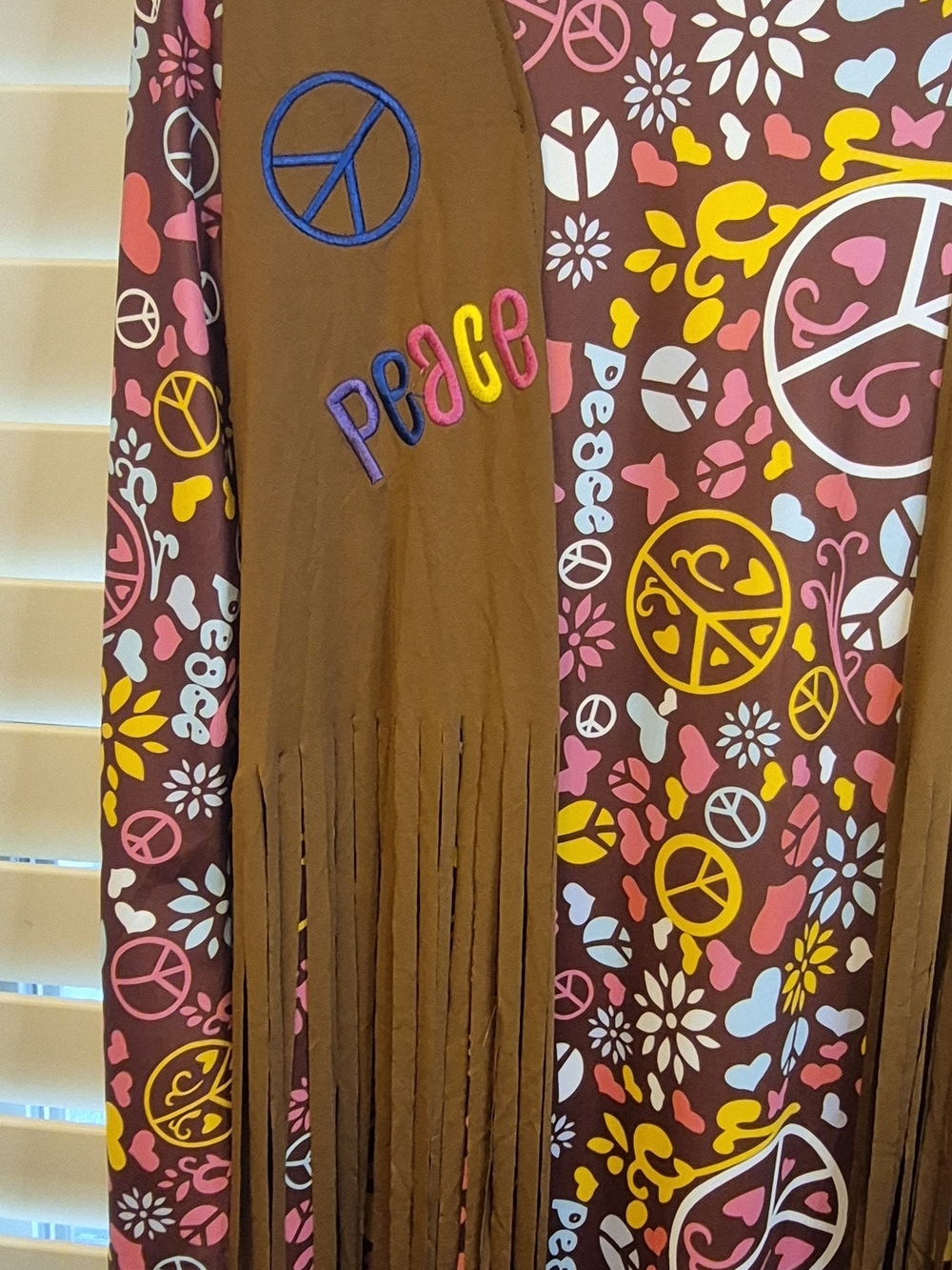 Halloween Costume Womens Retro Floral Peace Sign Hippie 60's 70's Dress & Access - Picture 4 of 12